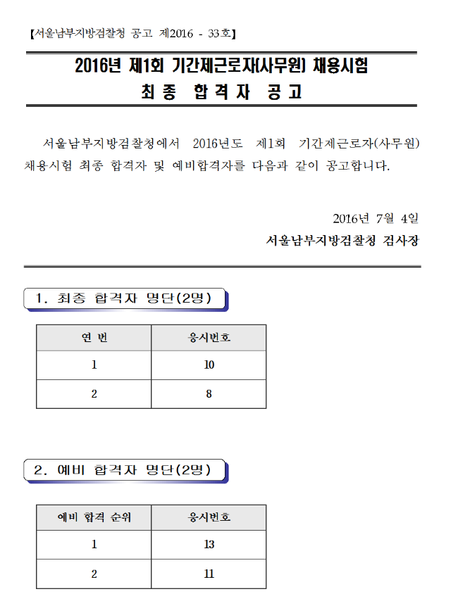 2016년도_제1회_서울남부지방검찰청_기간제근로자(사무원)_최종합격자_공고001.png